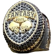 Legacy Rings 2025 Massive Gunmetal and Gold Fantasy Football Championship Trophy Ring, Award for Fantasy Football League Winner Black Stones