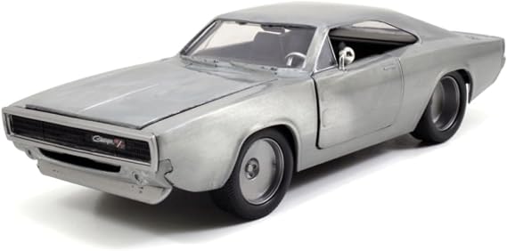 Fast & Furious 1:24 Dom's 1968 Dodge Charger R/T Die-cast Car Bare Metal, Toys for Kids and Adults, 97336