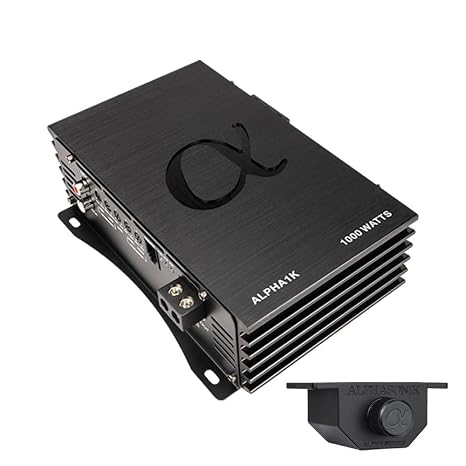 Alphasonik ALPHA1K Alpha Series 1000 Watts RMS Monoblock Car Amp with 4-Way Protection Circuitry Full Range Class D Amplifier Extruded Aluminum Heatsink 1-Ohm Stable (Remote Bass Knob Included)
