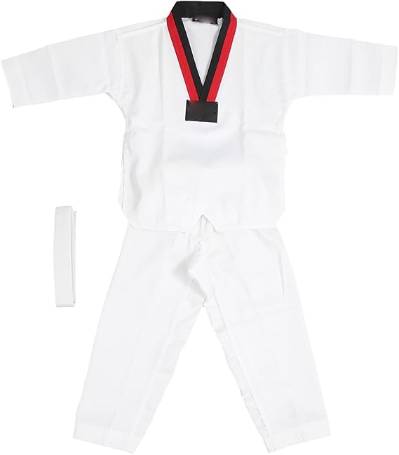 Taekwondo Training Uniform for Kids, Polyester Cotton Fabric with Breathable Design, Ideal Martial Arts Apparel for Beginners and Young Athletes (Size S)
