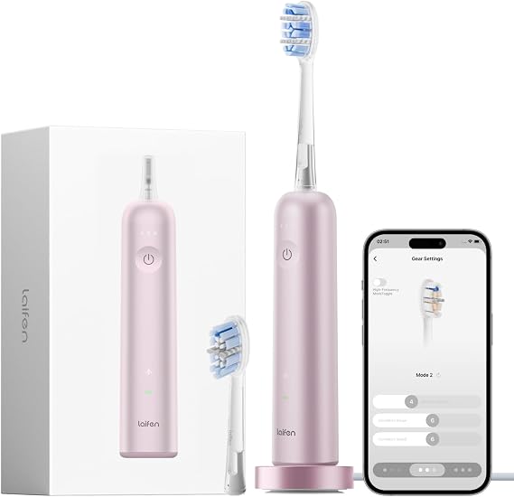 Laifen Wave Pro Sonic Toothbrush, 60 Oscillation & Pressure Sensor, Pink
