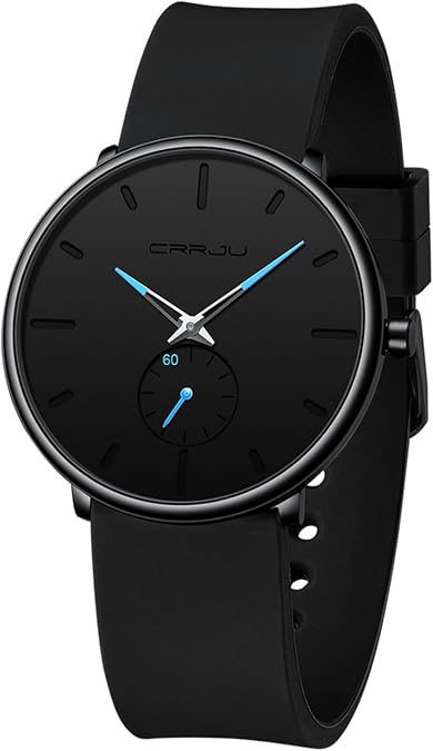 CRRJU Mens Women Watch Casual Stylish Waterproof Quartz Unisex Wristwatches, Ultra Thin Watches for Men Women, Colorful Silicone Band
