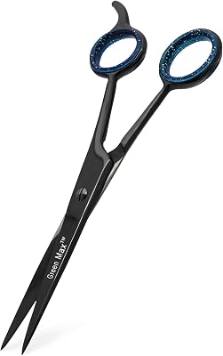 Green Max Professional Mustache & Beard Scissors, Small Sharp Stainless Steel Beard Shears For Men Personal Care, Precision Trimming Mustache, Facial hair, Eyebrow, 5.5 Inch Black