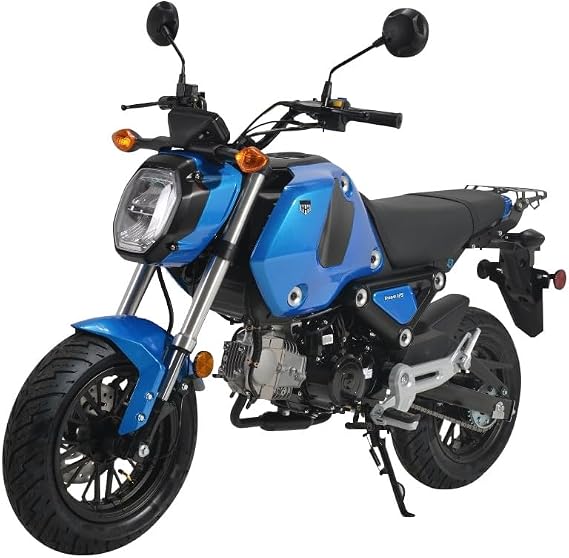 HHH 125cc Motorcycle Bike Vroom 125 Street Scooter 125cc Motorcycle Gas Bike, Scooter with Big Headlights (Blue) - Large