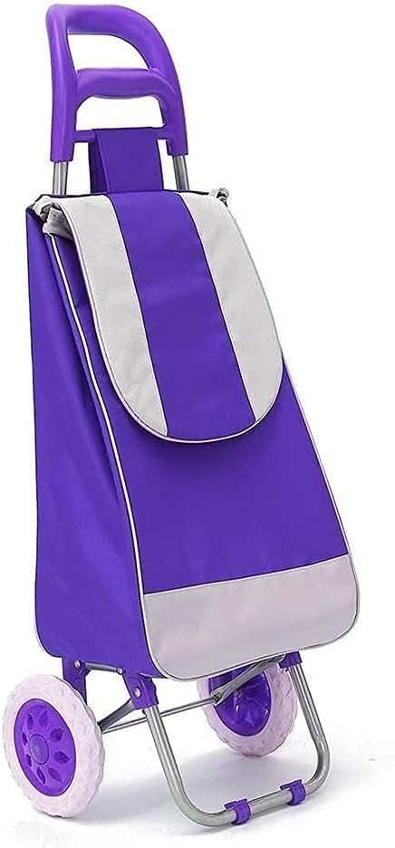 Carts,Shopping Cart 45L Foldable Shopping Trolley on Wheels Push Tote Cart Shopping Utility Cart for Shopping, Groceries, Laundry Utility Cart/Purple
