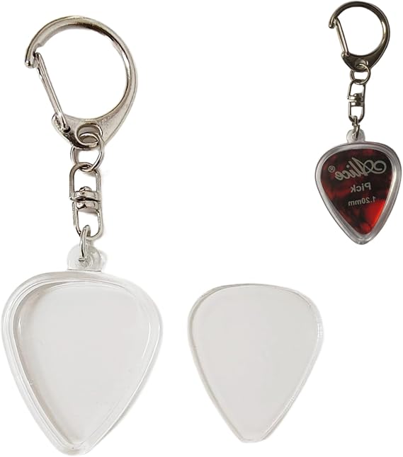 1 PCS Guitar Pick Holder Keychain, Heart Shaped Clear Pick Case Box Storage for Daily Use and Performances