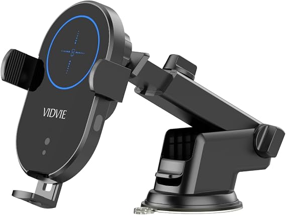 HC1536 15W Wireless Car Charger Mount Suction Cup Dashboard & Windshield Phone Holder, Fast Charging Compatible with iPhone & Samsung