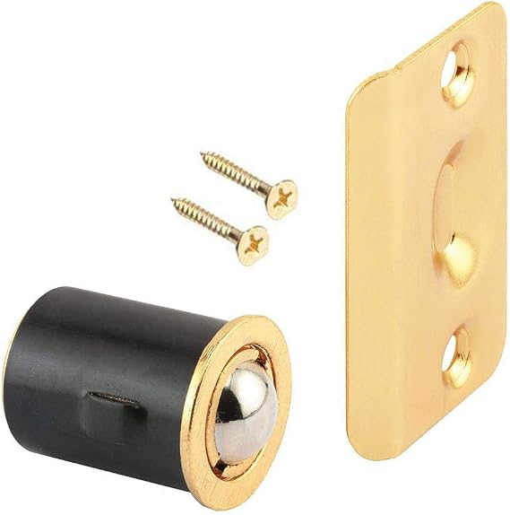 Brass Plated Closet Door Drive-in Ball Catch with Strike Plate Premium Quality