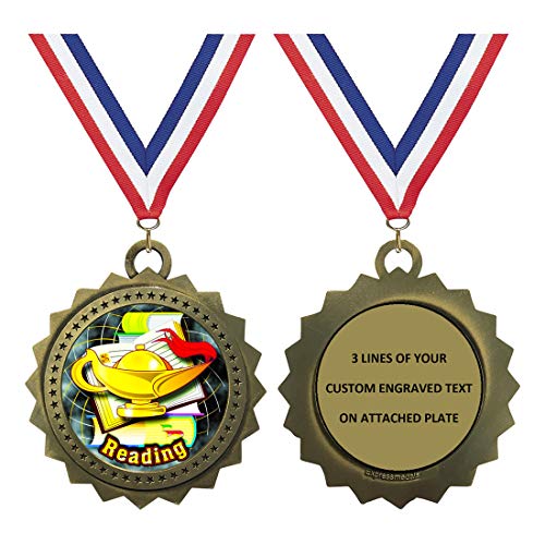 1 to 50 Packs Reading Gold Medals Trophy Award with Free Custom Engraving D03-FCL424