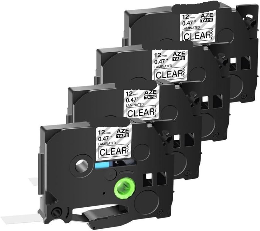Black On Clear 4/8PK 6/9/12/18/24mm Label Tapes Compatible With TZE-131 TZ 141 121 For PT-D210 300BT PT-1010 Label Printers(4PK Black on clear)