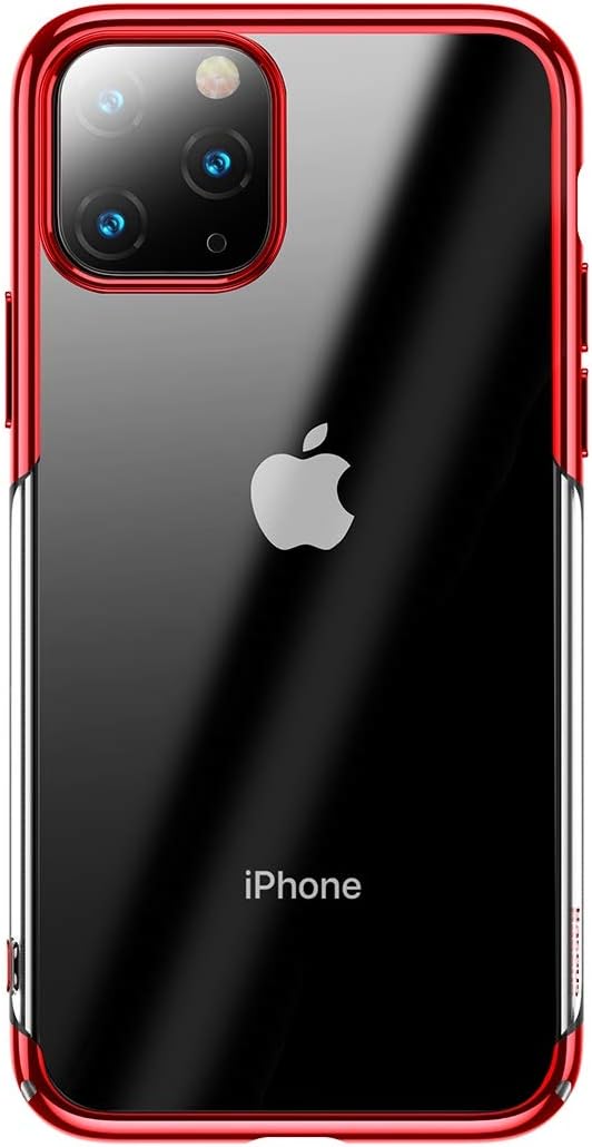 Baseus Glitter, iPhone 11 Pro Cep Telefonu Kılıfı, Şeffaf/Transparan, Kırmızı