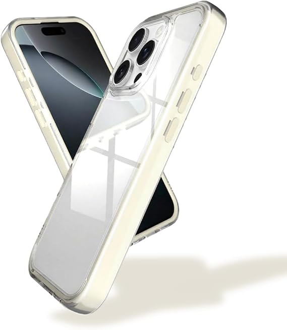 Clear Macaron Color Case for iPhone 16 Shockproof Soft TPU Bumper Frame with Flexible Transparent Back, Aesthetic Crystle Pastel Design, Stylish Phone Protector for Girls (Creamy White)