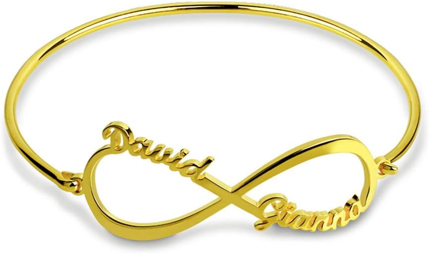 Getname Necklace Personalized Custom Infinity 2 Names Bangle Sterling Silver 925 Bracelet for Her Women Mother s Day Gifts