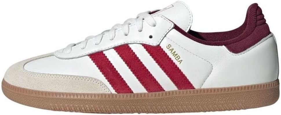 adidas Originals Samba OG Mens Sneakers, Core White/Better Scarlet/Shadow Red, Size 11
