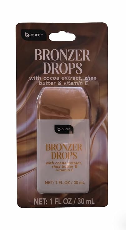 Bronzer Drops with Cocoa Extract, Shea Butter and Vitamin E, Liquid Tanning Formula, 1 Fl Oz/30mL