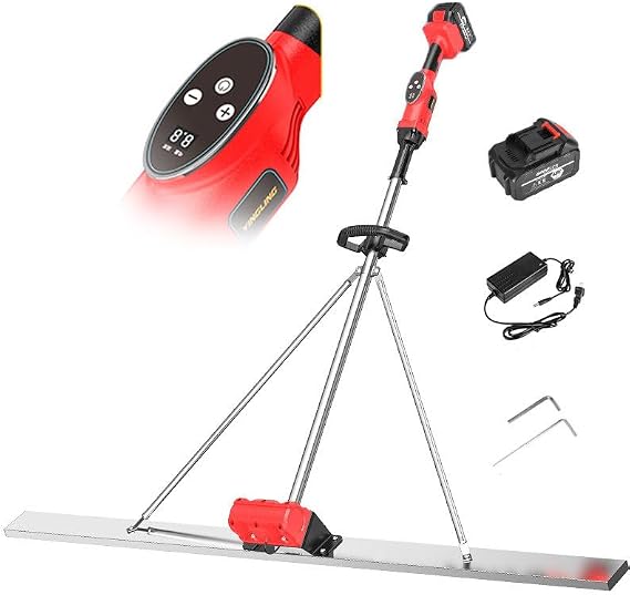 DAZULI Power Concrete Screed, Cordless Cement Screed Concrete Surface Smooth Finishing Tool Concrete Vibrating Leveling Tool,1.5M-2battery