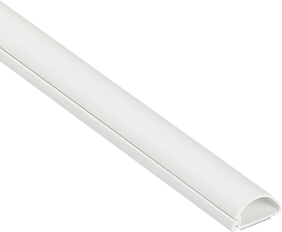 D-Line Half Round Cord Hider, Patented Cable Cover, Hide TV Wall Mount Wires, Raceway for Cords, Decorative Wire Covers, Paintable, Adhesive Cable Concealer, 1x 0.78in W x 0.39in H x 39in L,White