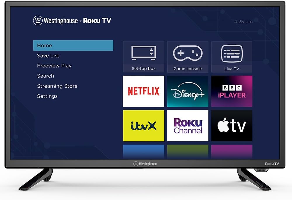 Westinghouse 24 Inch Smart TV Roku OS - LED HD, Freeview, Netflix, Apple TV, BBC iPlayer, Dolby Audio, HDMI, USB- Ideal Small TVs for Bedroom, Lounge or Kitchen 【Energy Class E】