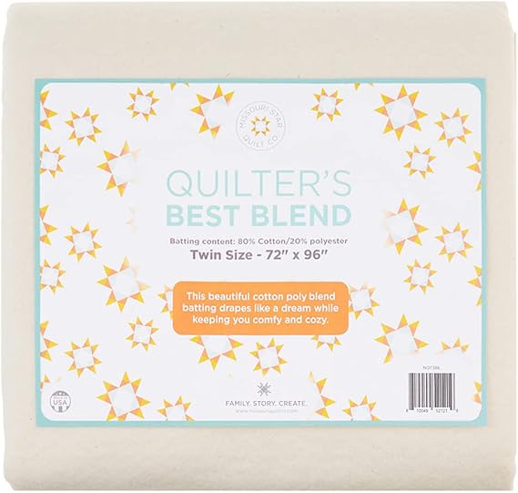 Quilt Batting Twin Size 72 x 96 | 80/60 Warm Cotton Poly Filling with Quilt Pattern Included | Medium Weight Batting Roll White NOT5390 Twin Batting