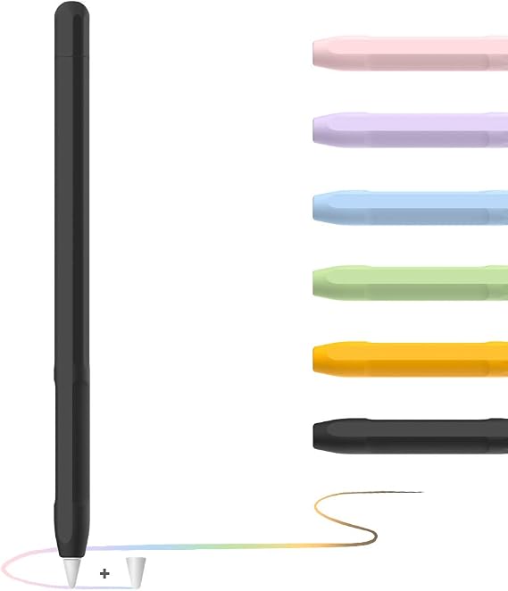 YINVA Case for Apple Pencil Grip for Apple Pencil Accessories Holder for Apple Pencil 2nd Generation Cover Sleeve for Apple Pencil with Protective Nib Cover for iPad Pencil(Black)