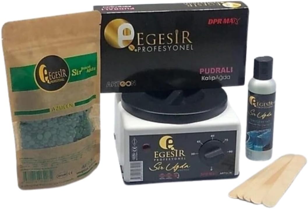 Profesyonel Ağda Makinası Seti, Azulen Boncuk Ağda 200 ml, Pudralı Kalıp Ağda 400 ml, Temizleme Masaj Yağı 125 ml