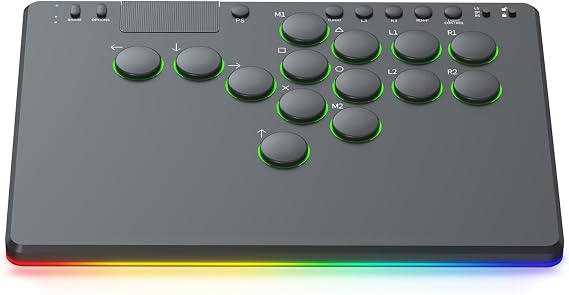 14 Keys Leverless Controller Arcade Stick with RGB All-Button Arcade Controller Supports Hot Swap for Switch/Ps 4/PC Gaming