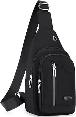Small Sling Backpack Crossbody Sling Bag for Men Women, Fanny Pack Chest Bag Daypack CrossBody Bags for Outdoors Hiking Traveling, Black
