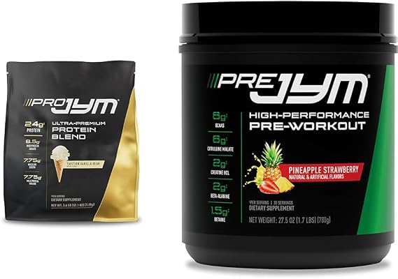 PRO JYM 45 Servings - Tahitian Vanilla Bean & PRE JYM 30 Servings - Pineapple Strawberry
