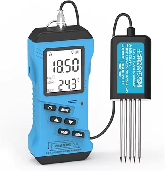 7 in 1 Soil Tester - Multi-functional Soil Inspection Kit NPK Soil Tester with Testing Functions for Temperature, Moisture, Conductivity, pH, Nitrogen, Phosphorus and Potassium Soil Fertility