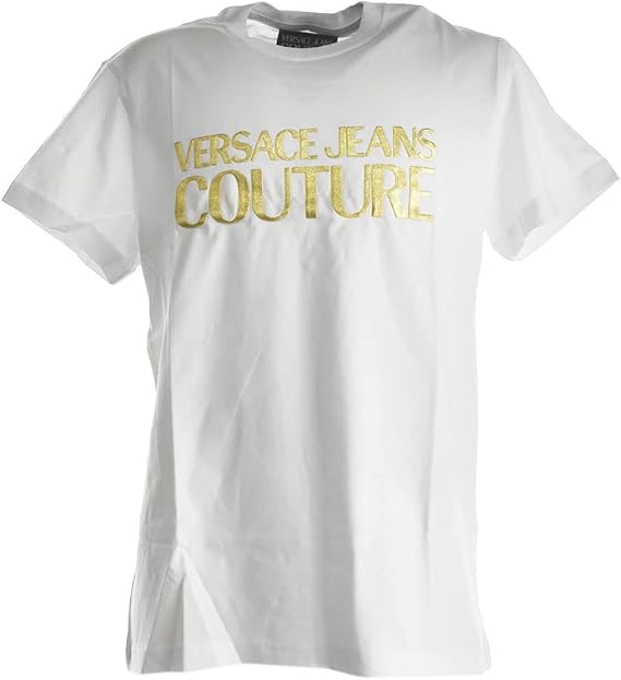 Versace Jeans VERSACE JEANS COUTURE T-shirt, Short Sleeve, Men's Logo WHITEWhite 71GAHT04 G03 S Parallel Import