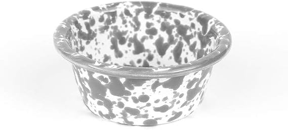 Enamelware Ramekin, 2 ounce, Grey/White Splatter (Single)