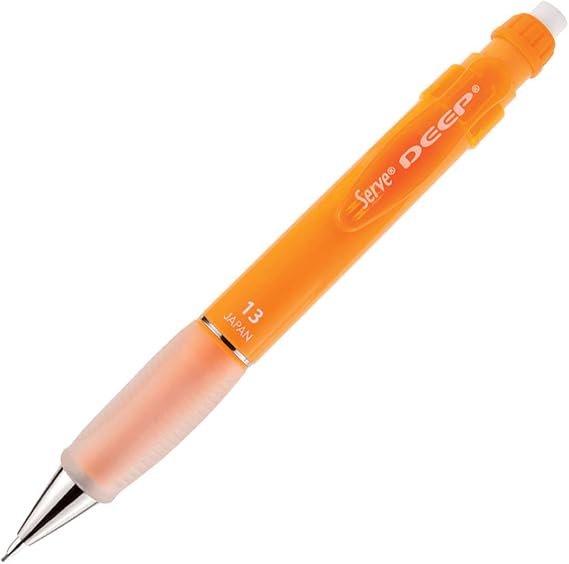Serve Deep Mechanical Pencil 1.3mm, Thick Body, Soft Flu, Phosphorescent Orange