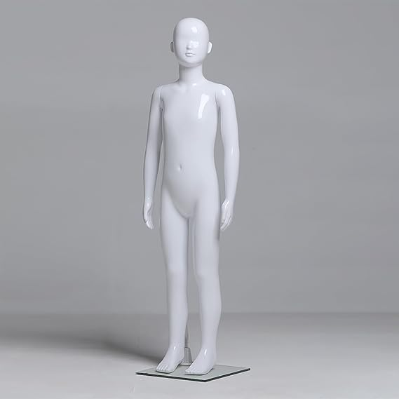 Infant Mannequin for Clothes Display, White Kid Full Dress Form/ Adjustable Child Mannequins Body 1 2 4 6 8 10 12 Year Old, Plastic Torso Form Child - with Head(7-9 year old Tall 126cm(49 3/5in))