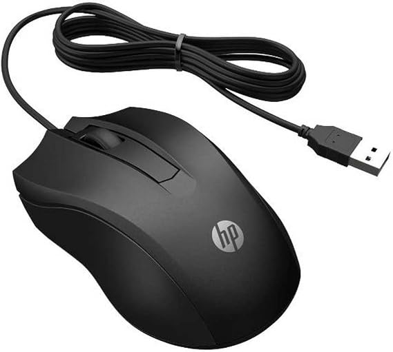 HP 100 Black Wired USB Mouse. Compatible with Windows PC, Notebook, Laptop, Mac