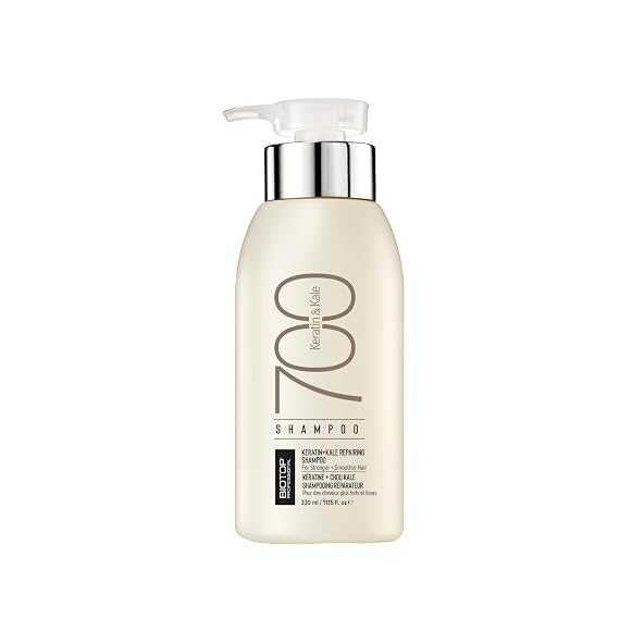 Biotop Professional 700 Keratin + Kale Hair Shampoo - Damaged Hair Repair Rich in Vitamins A, C + K - Fights Frizz & Reduces Breakage in Coarse, Thick Hair (11.15 fl oz)