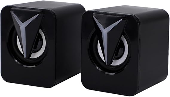 1 Pair Small USB Speaker Sound Box with RGB Light Virtual Surround Sound Computer Laptop Speaker Mini Loudspeaker Black