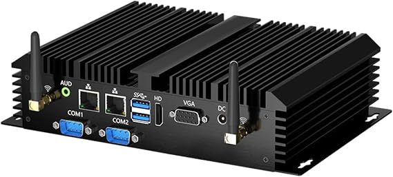 Thdeukoty Fanless Industrial Mini PC, Desktop Computer Core i3-5005U Windows 10 Pro, 8GB RAM 128GB SSD, 2xNICs, 2*COM RS232, 4xUSB3.0, Dula-Band WiFi, HDMI/VGA Ports, Gigabit LAN, Auto Power On