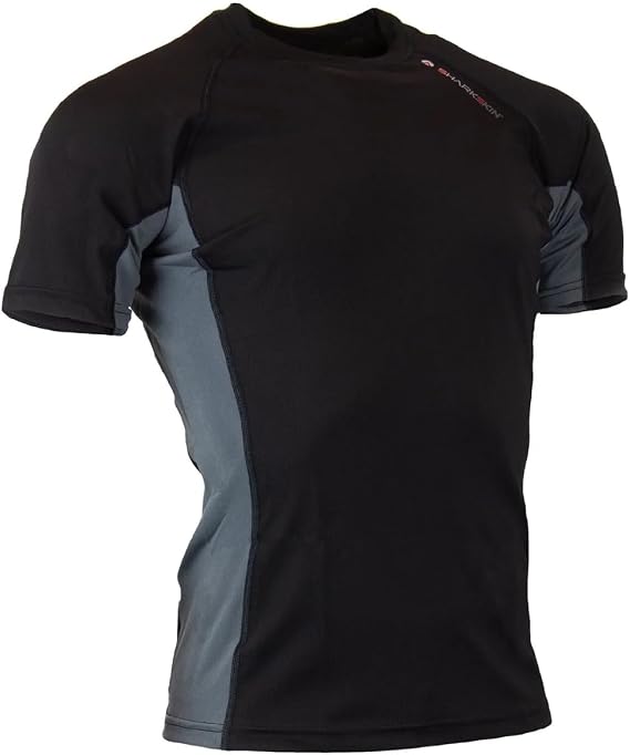 Rapid Dry Rashie, Short Sleeve Top, Lightweight Swimsuit Top with Sun Protection and Water-Repellent Technology, Black/Charcoal, X-Small