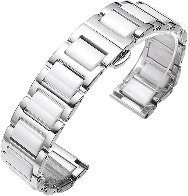 JBR Replacement Watch Band High-End Metal Ceramic Watch Strap Solid Stainless Steel Quick Release Watch Bracelet with Butterfly Buckle 14mm 16mm18mm 20mm 22mm