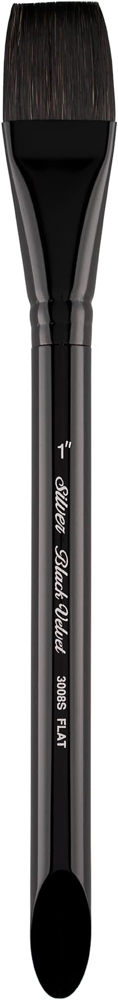 Silver Brush Limited Black Velvet Square Wash Brush, Size 1 in | Gouache, Inks, Dyes, Short Handle, Fine Point Bristle, Soft Synthetic and Squirrel Mix, Maximum Paint Absorbency