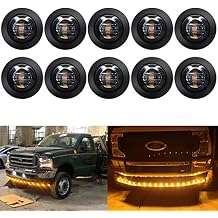KEING 10 Pack Sealed Waterproof Mini Round 3/4 Inch Amber LED Marker Lights Signal Light 12V for Trailer Truck Bus Pickup Van ATV RV Lorry Caravan, (Smoked Lens)