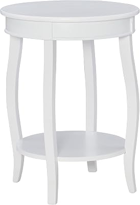 Powell Furniture Powell Round Shelf, White Table, 18 x 18 x 22 Tall