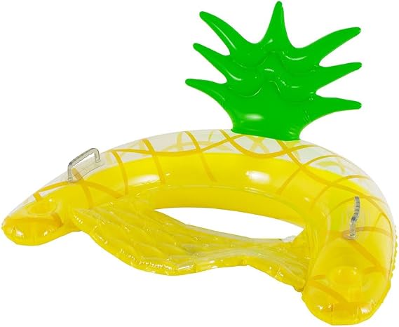 PoolCandy Resort Collection Jumbo Pineapple Sun Chair with Backrest Oversized Inflatable Pool Lounge Chair, Tropical Design, Heavy-Duty PVC, 250 lb Capacity