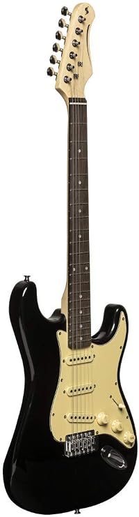 Stagg 6 String Solid-Body Electric Guitar, Right, Black, Full (SES-30 BK)