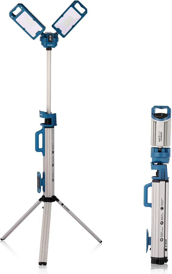 Ultimate NT-6926M Heavy Duty Tripod Work Light with Detachable Magnetic Lamp Head, 6000 Lumen, 6500/4500K Color Temperature, 8000 mAh Built-in Battery, CRI 90+, AC/DC Compitable