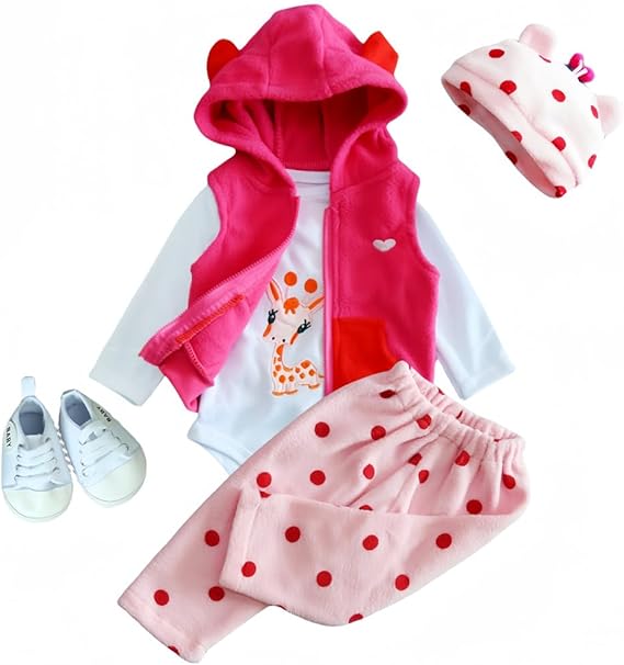 Reborn Baby Clothes Reborn Dolls Clothes for 17-22 Inch Newborn Baby Doll Girl, Baby Doll Clothes Outfit Accessories fit 17-22 Inch Reborn Baby Doll GirlGiraffe Pattern 5pcs Set