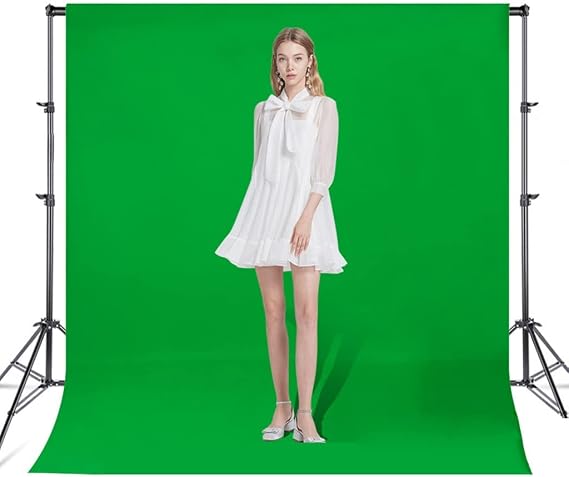 Portable Green Screen for Photography, Polyester Chromakey Green Screen with Stand and 4 Clips for Easy Installation