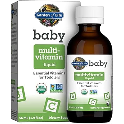 Garden of Life Baby Multivitamin Drops, Organic Multivitamins for Infants & Toddlers, Essential Vitamins & Nutrients for Babies, Vegan, Gluten Free, Non-GMO, 56 Servings, 1.9 fl oz Liquid Supplement