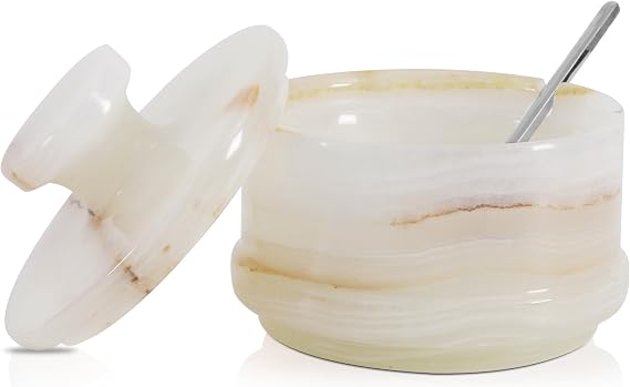 Radicaln Marble Salt Cellar with Lid, 4 Inches Salt Bowl & Spice jar