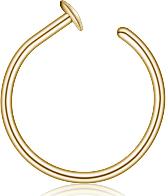 LUCKYJEWUS Fake Nose Ring Hoop, 14k Gold Filled or 925 Sterling Silver Small Clip-On Faux Nose Cuff for Women & Men, No Piercing Needed